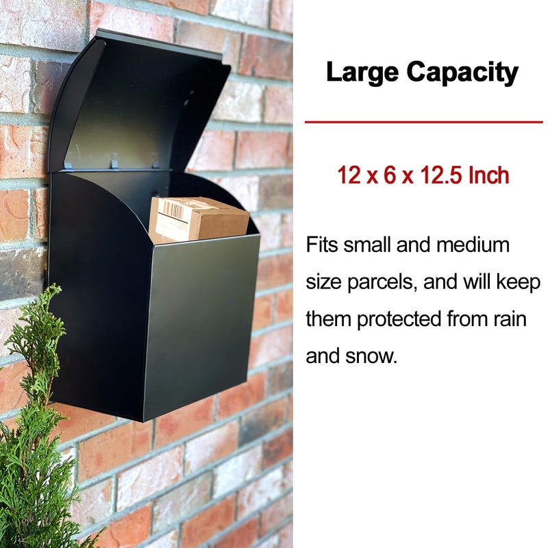 NACH Large Mailbox for House, 12.4â€x7.1â€x11.8 Black Mailboxes for Outside, Waterproof Mailbox - Baxter-Style Wall Mount Mailboxes for Outside - Image 2